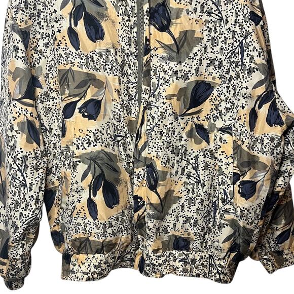 Shanghai Silk Vintage Floral Bomber Jacket 100% Silk Zip Front Lightweight Sz M - Picture 5 of 11